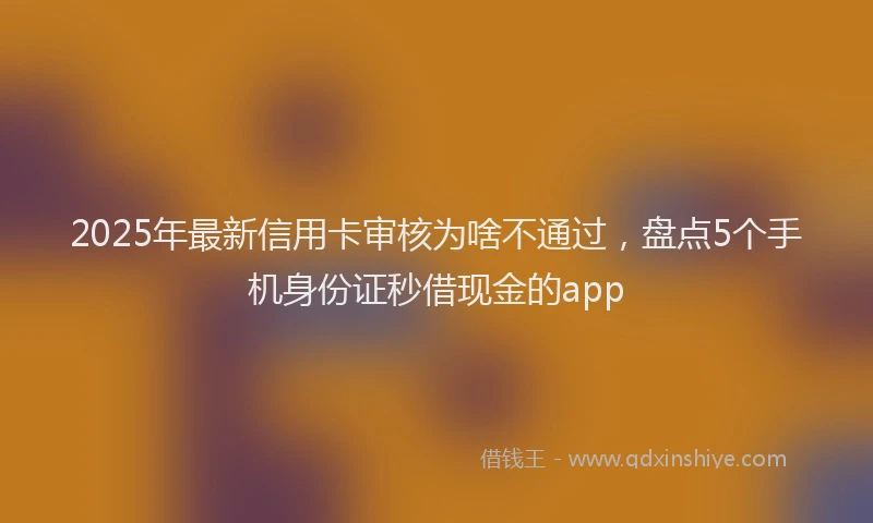 2025年最新信用卡审核为啥不通过，盘点5个手机身份证秒借现金的app