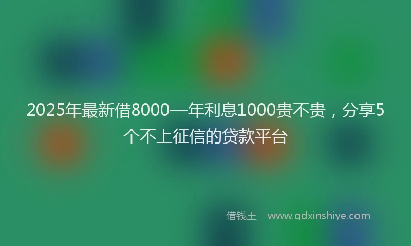 2025年最新借8000—年利息1000贵不贵，分享5个不上征信的贷款平台
