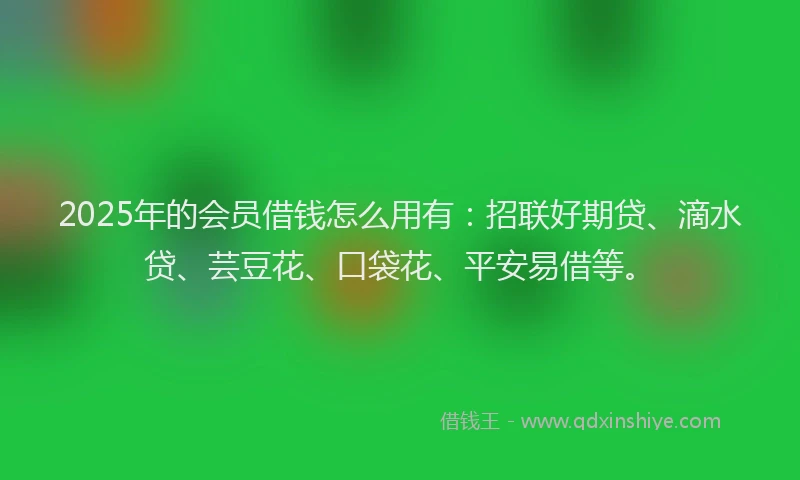 2025年的会员借钱怎么用有：招联好期贷、滴水贷、芸豆花、口袋花、平安易借等。