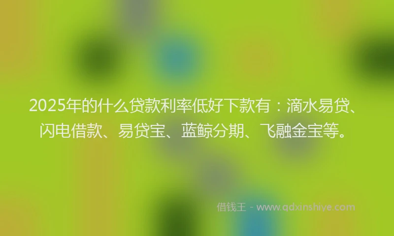 2025年的什么贷款利率低好下款有：滴水易贷、闪电借款、易贷宝、蓝鲸分期、飞融金宝等。