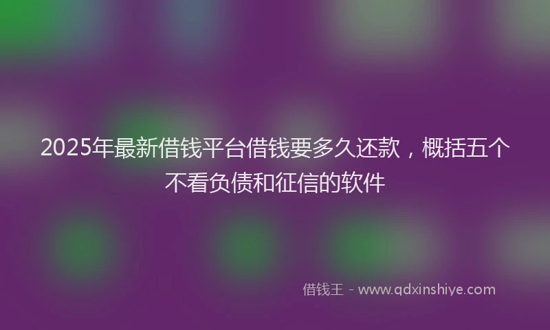 2025年最新借钱平台借钱要多久还款，概括五个不看负债和征信的软件