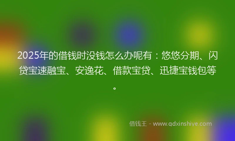 2025年的借钱时没钱怎么办呢有：悠悠分期、闪贷宝速融宝、安逸花、借款宝贷、迅捷宝钱包等。