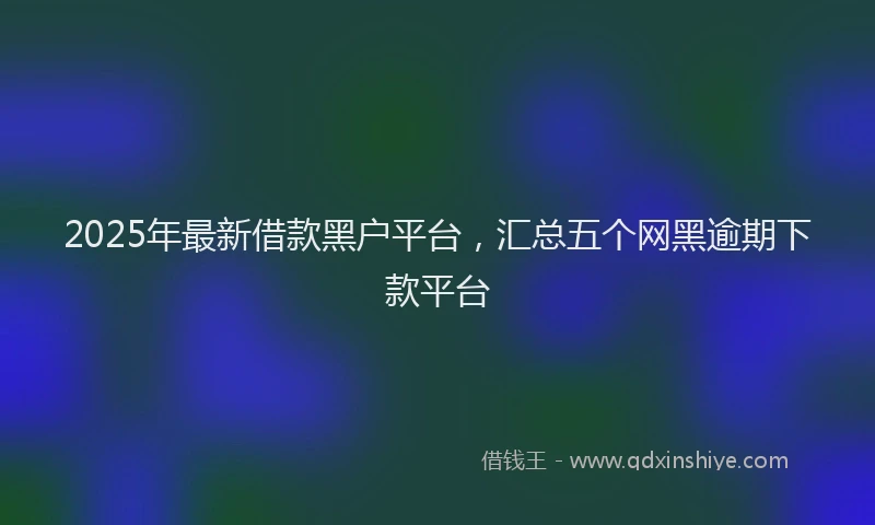 2025年最新借款黑户平台，汇总五个网黑逾期下款平台