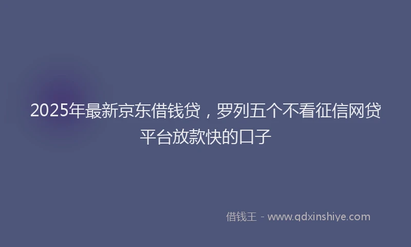 2025年最新京东借钱贷，罗列五个不看征信网贷平台放款快的口子