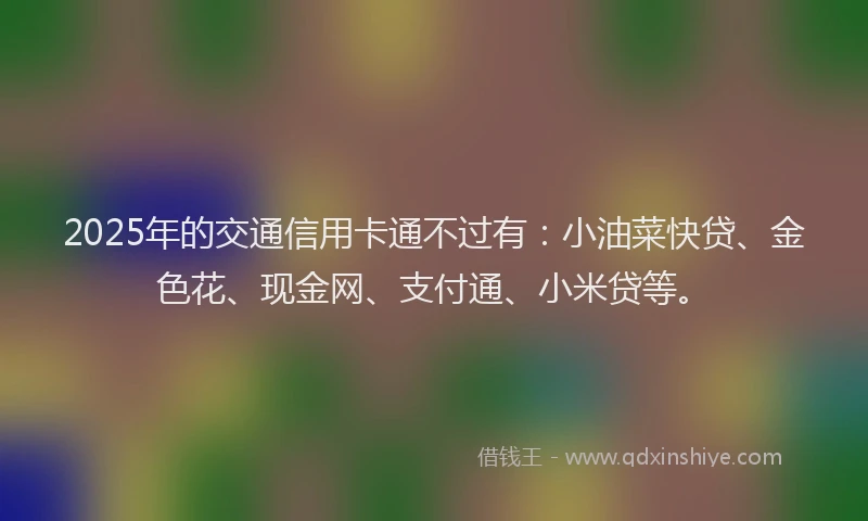 2025年的交通信用卡通不过有：小油菜快贷、金色花、现金网、支付通、小米贷等。