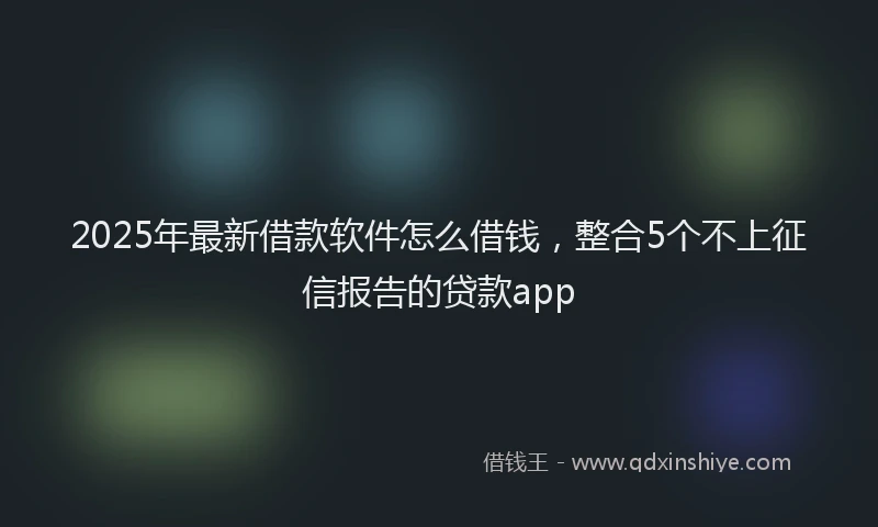 2025年最新借款软件怎么借钱，整合5个不上征信报告的贷款app