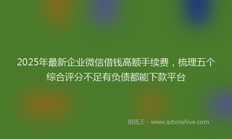 2025年最新企业微信借钱高额手续费，梳理五个综合评分不足有负债都能下款平台
