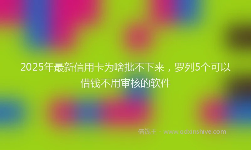 2025年最新信用卡为啥批不下来，罗列5个可以借钱不用审核的软件