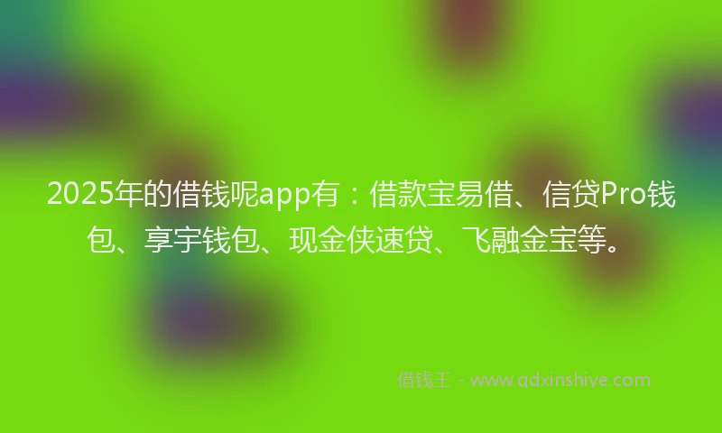 2025年的借钱呢app有：借款宝易借、信贷Pro钱包、享宇钱包、现金侠速贷、飞融金宝等。