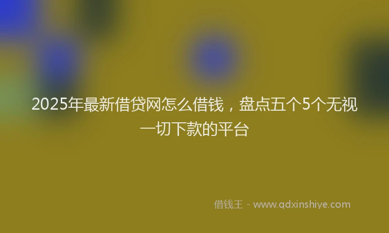 2025年最新借贷网怎么借钱，盘点五个5个无视一切下款的平台