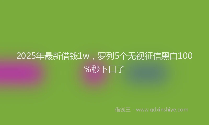 2025年最新借钱1w，罗列5个无视征信黑白100%秒下口子