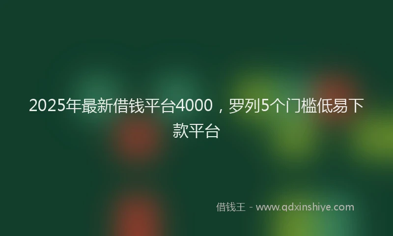 2025年最新借钱平台4000，罗列5个门槛低易下款平台