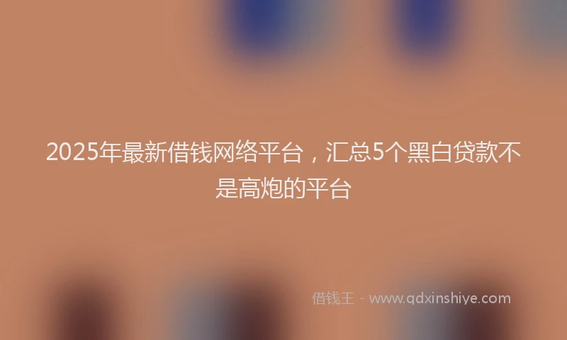 2025年最新借钱网络平台，汇总5个黑白贷款不是高炮的平台