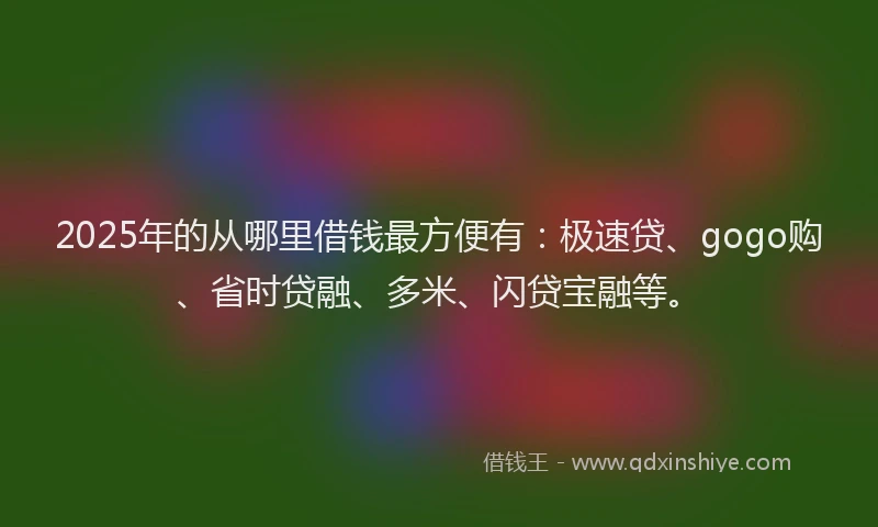 2025年的从哪里借钱最方便有：极速贷、gogo购、省时贷融、多米、闪贷宝融等。