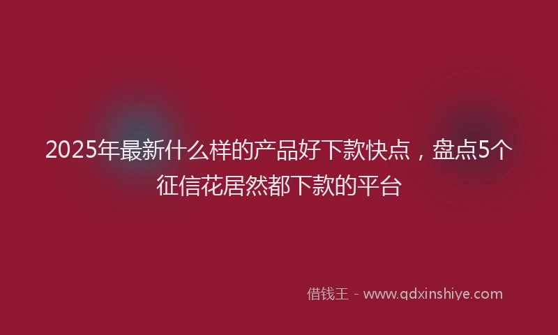 2025年最新什么样的产品好下款快点，盘点5个征信花居然都下款的平台