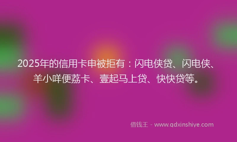 2025年的信用卡申被拒有：闪电侠贷、闪电侠、羊小咩便荔卡、壹起马上贷、快快贷等。