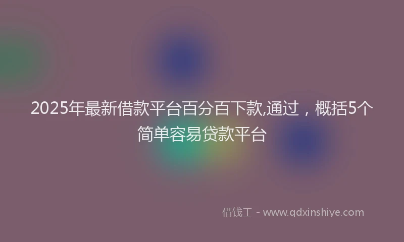 2025年最新借款平台百分百下款,通过，概括5个简单容易贷款平台