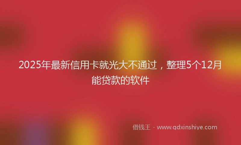 2025年最新信用卡就光大不通过，整理5个12月能贷款的软件
