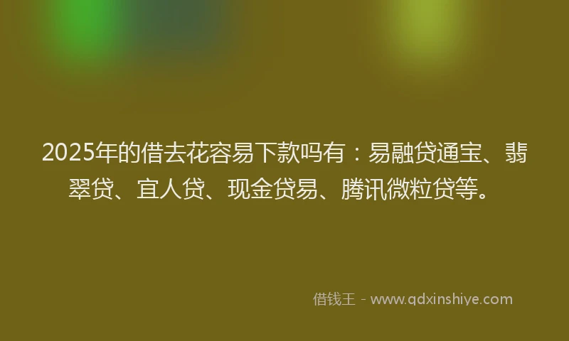 2025年的借去花容易下款吗有：易融贷通宝、翡翠贷、宜人贷、现金贷易、腾讯微粒贷等。