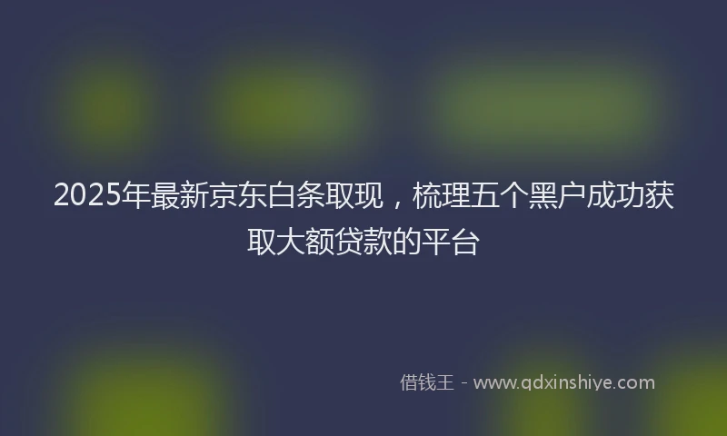 2025年最新京东白条取现，梳理五个黑户成功获取大额贷款的平台