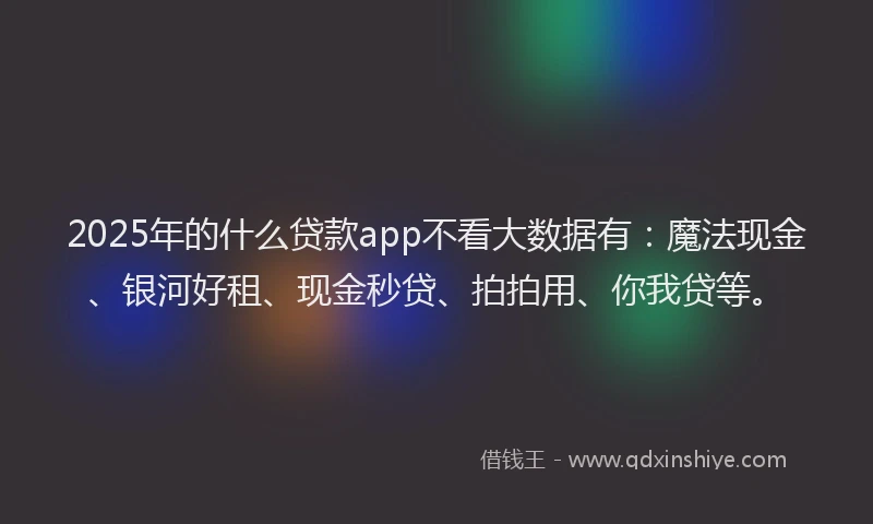 2025年的什么贷款app不看大数据有：魔法现金、银河好租、现金秒贷、拍拍用、你我贷等。