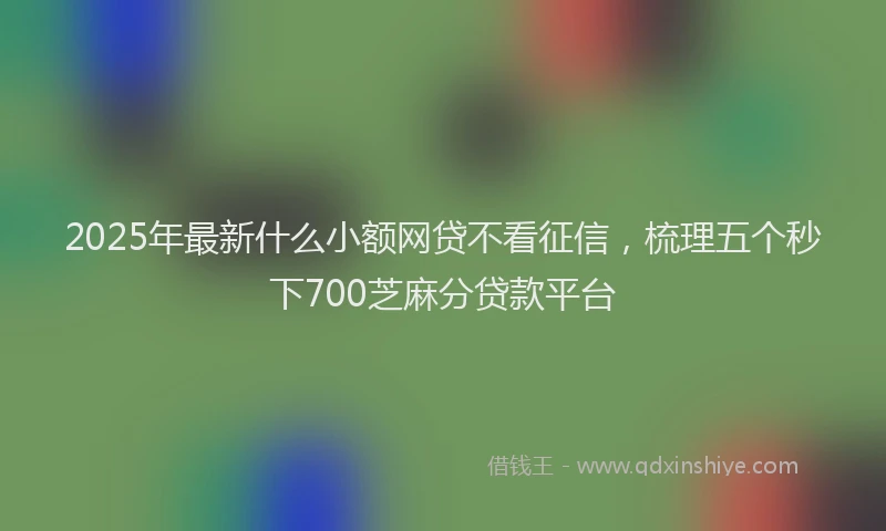 2025年最新什么小额网贷不看征信，梳理五个秒下700芝麻分贷款平台