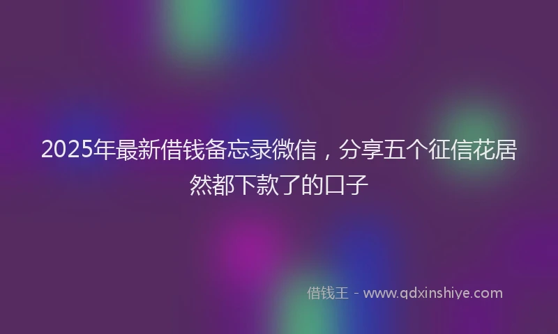 2025年最新借钱备忘录微信，分享五个征信花居然都下款了的口子