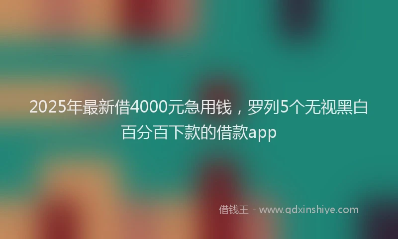 2025年最新借4000元急用钱，罗列5个无视黑白百分百下款的借款app