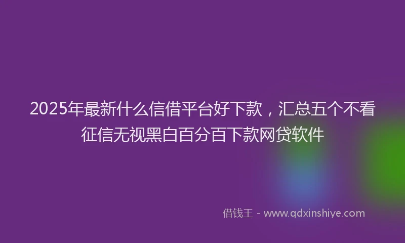 2025年最新什么信借平台好下款，汇总五个不看征信无视黑白百分百下款网贷软件