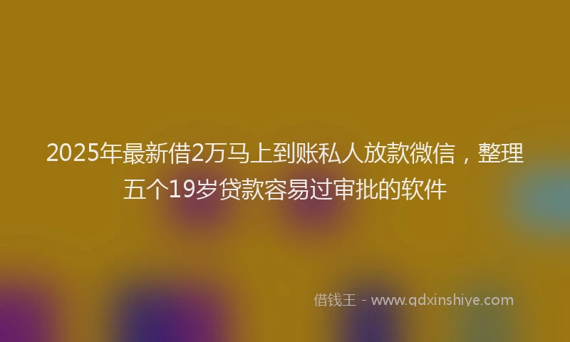 2025年最新借2万马上到账私人放款微信，整理五个19岁贷款容易过审批的软件