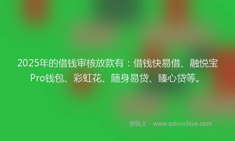 2025年的借钱审核放款有：借钱快易借、融悦宝Pro钱包、彩虹花、随身易贷、臻心贷等。