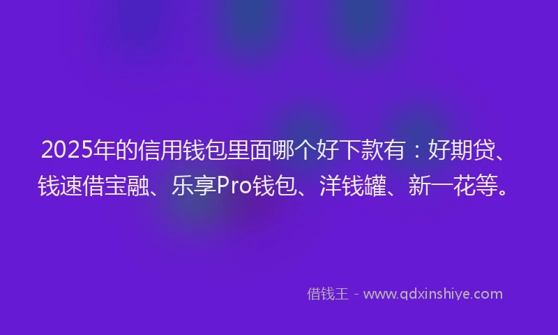 2025年的信用钱包里面哪个好下款有：好期贷、钱速借宝融、乐享Pro钱包、洋钱罐、新一花等。