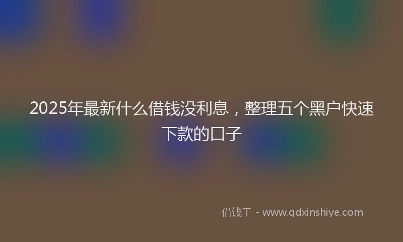 2025年最新什么借钱没利息，整理五个黑户快速下款的口子