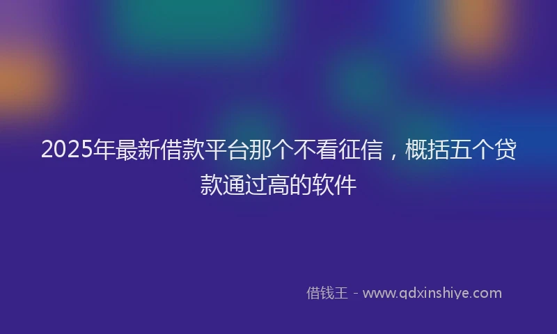 2025年最新借款平台那个不看征信，概括五个贷款通过高的软件