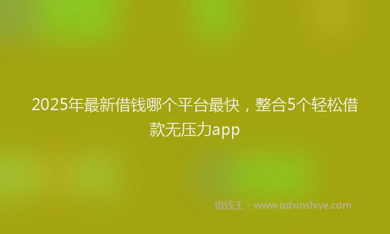 2025年最新借钱哪个平台最快，整合5个轻松借款无压力app