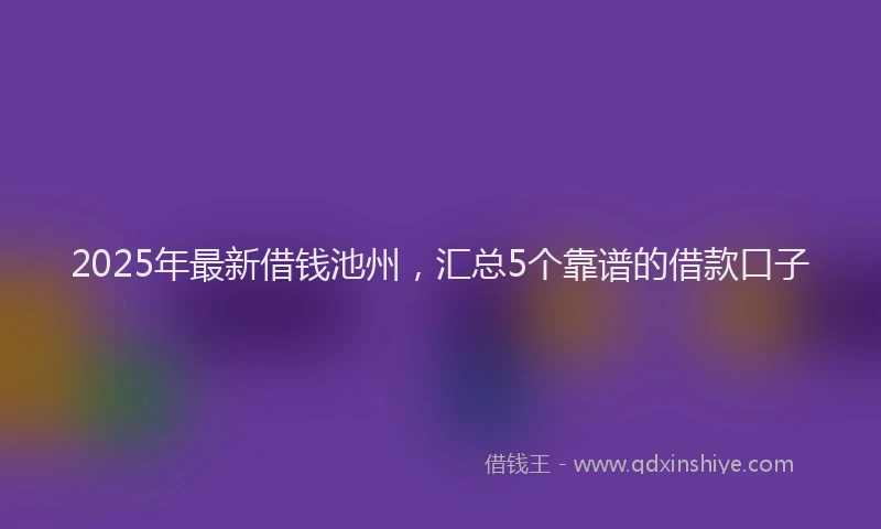 2025年最新借钱池州，汇总5个靠谱的借款口子
