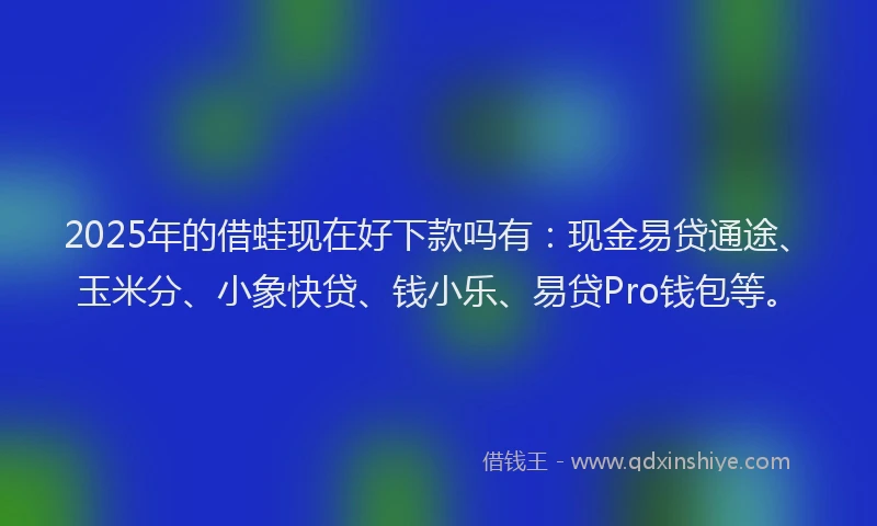 2025年的借蛙现在好下款吗有：现金易贷通途、玉米分、小象快贷、钱小乐、易贷Pro钱包等。