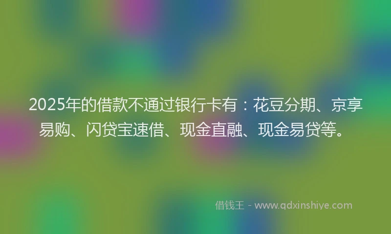 2025年的借款不通过银行卡有：花豆分期、京享易购、闪贷宝速借、现金直融、现金易贷等。