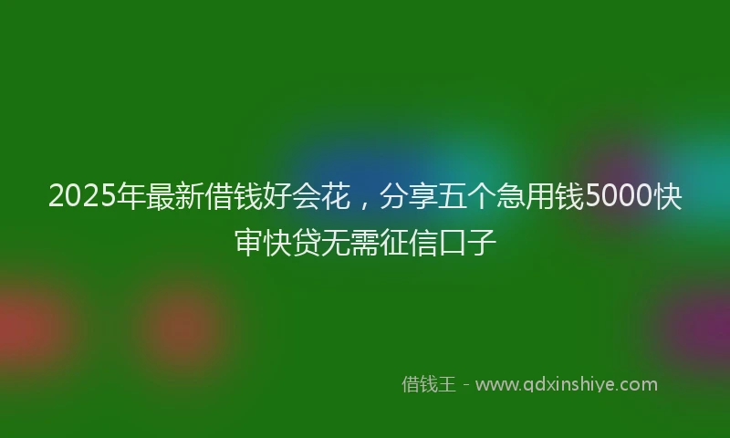 2025年最新借钱好会花，分享五个急用钱5000快审快贷无需征信口子