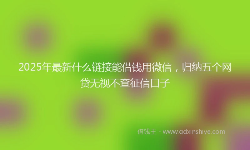 2025年最新什么链接能借钱用微信，归纳五个网贷无视不查征信口子