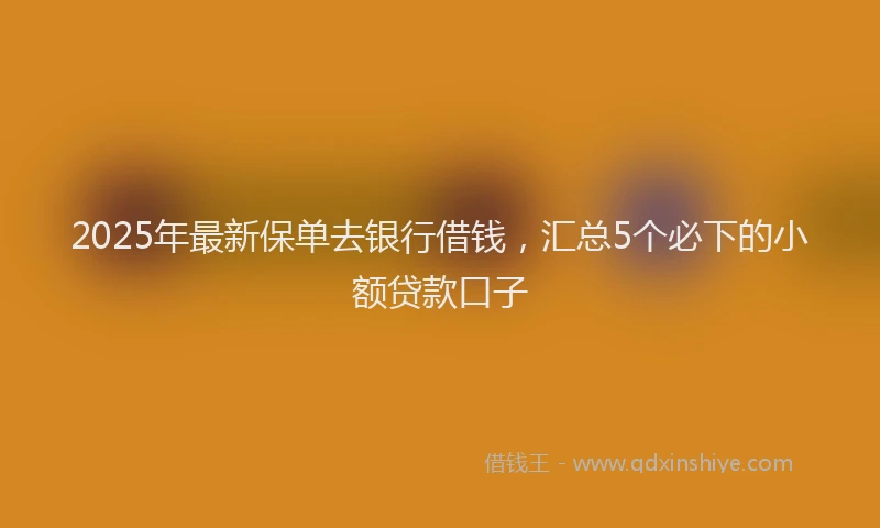 2025年最新保单去银行借钱，汇总5个必下的小额贷款口子
