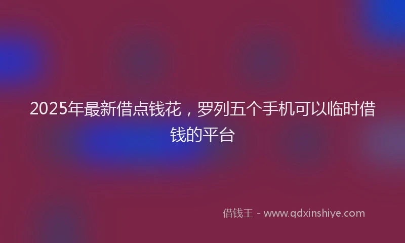 2025年最新借点钱花，罗列五个手机可以临时借钱的平台