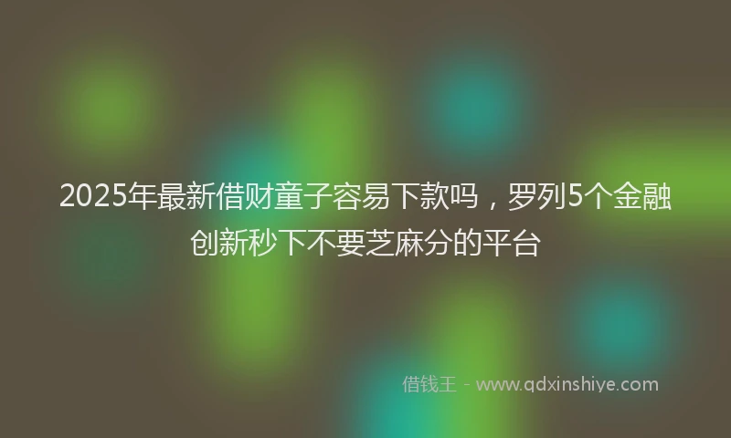 2025年最新借财童子容易下款吗，罗列5个金融创新秒下不要芝麻分的平台