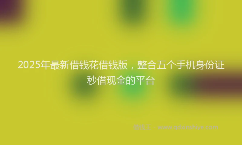 2025年最新借钱花借钱版，整合五个手机身份证秒借现金的平台