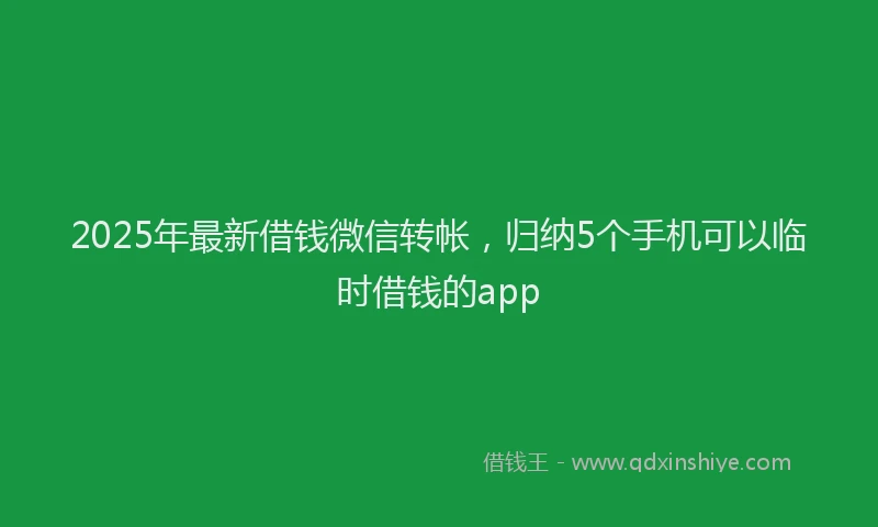2025年最新借钱微信转帐，归纳5个手机可以临时借钱的app