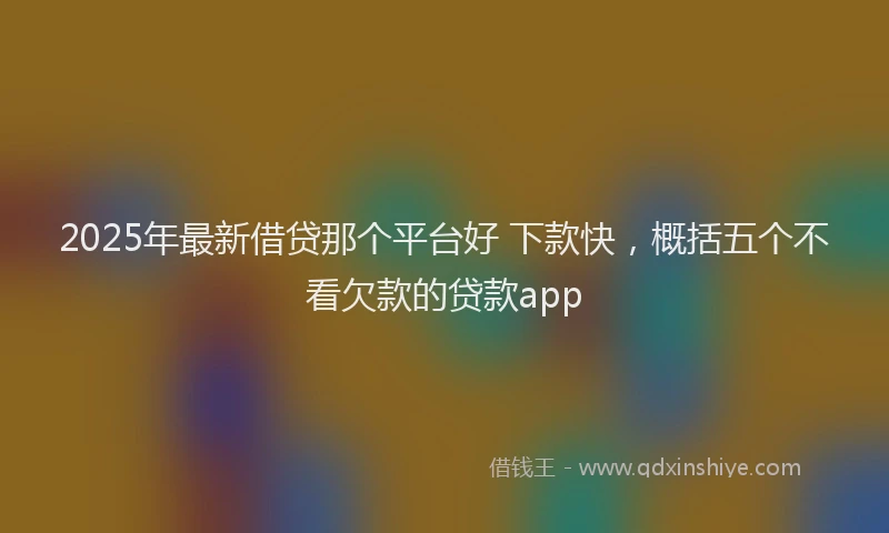 2025年最新借贷那个平台好 下款快，概括五个不看欠款的贷款app