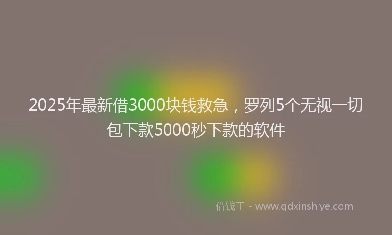 2025年最新借3000块钱救急，罗列5个无视一切包下款5000秒下款的软件
