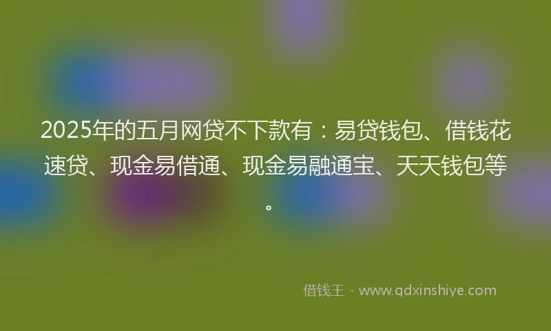 2025年的五月网贷不下款有：易贷钱包、借钱花速贷、现金易借通、现金易融通宝、天天钱包等。