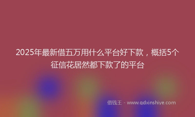 2025年最新借五万用什么平台好下款，概括5个征信花居然都下款了的平台