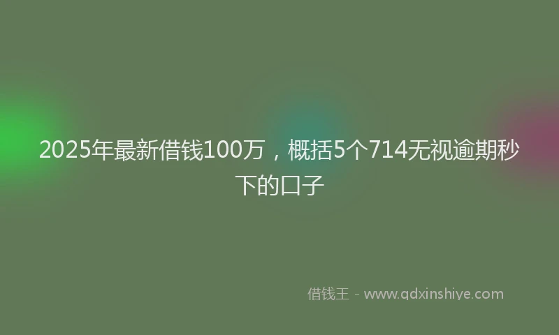 2025年最新借钱100万，概括5个714无视逾期秒下的口子